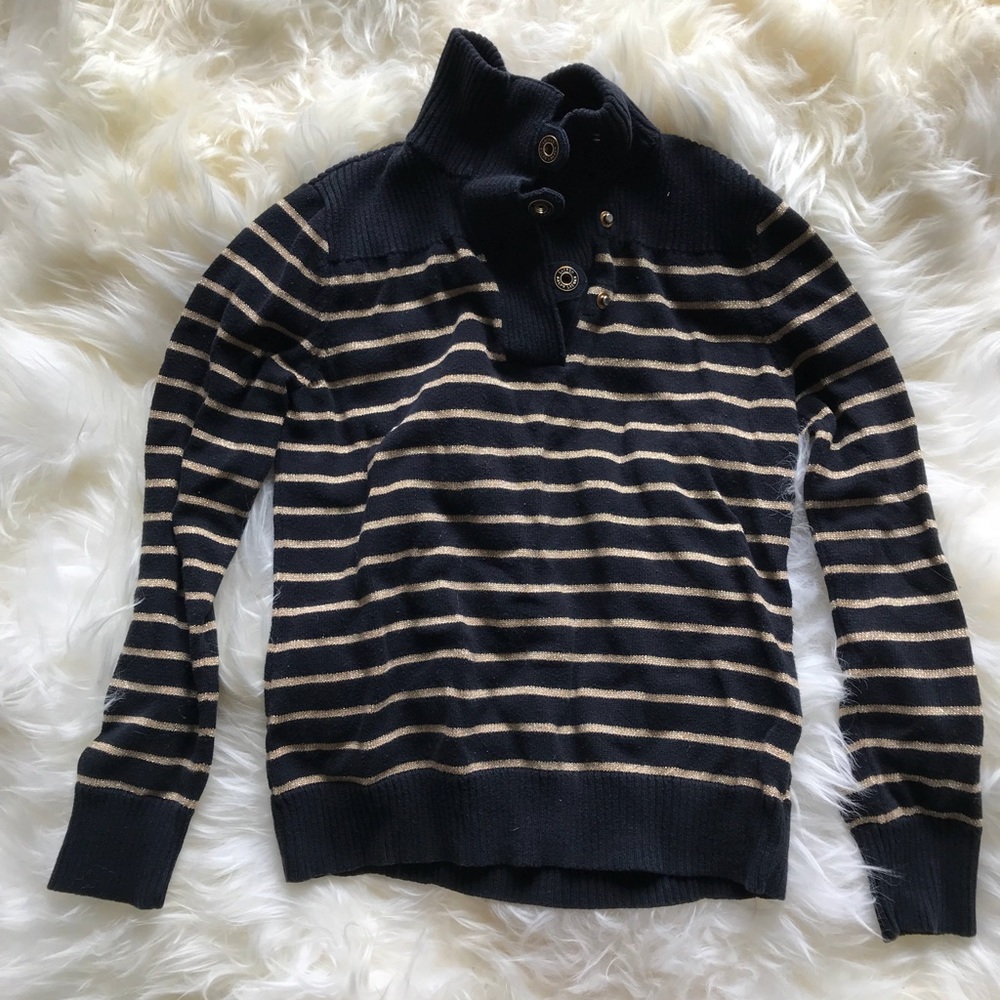 Ralph Lauren ribbed black and gold striped sweater